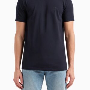 ARMANI EXCHANGE - T-Shirt Uomo Cotone e Logo Mini Tono su Tono Blu Navy