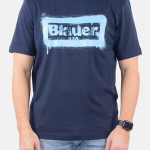 BLAUER - T-Shirt Uomo Stampa Graffiti Blu