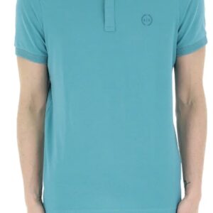 ARMANI EXCHANGE - Polo Uomo con Stampa Logo Tono su Tono Verde Tiffany