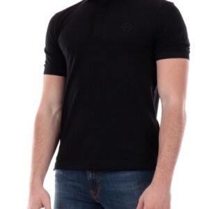 ARMANI EXCHANGE - Polo Uomo con Stampa Logo Tono su Tono Nero