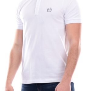 ARMANI EXCHANGE - Polo Uomo con Stampa Logo Tono su Tono Bianco