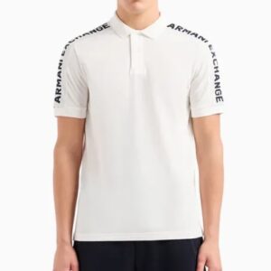 ARMANI EXCHANGE - Polo Uomo in Piquet con Tape Logo Bianco