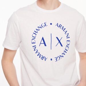ARMANI EXCHANGE - T-Shirt Uomo Regular Fit in Jersey Bianco/Nuovo Ultramarino
