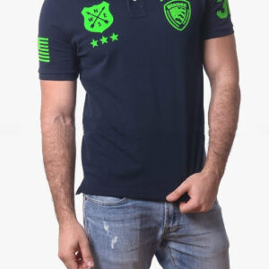 BLAUER - Polo Uomo con Stampa Fronte e Retro Blu