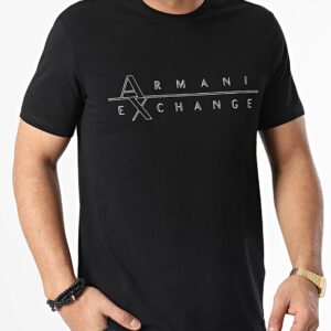 ARMANI EXCHANGE - T-Shirt Uomo Stampa con Scritta Logo nella Parte Frontale Nero