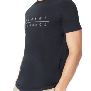 ARMANI EXCHANGE - T-Shirt Uomo Stampa con Scritta Logo nella Parte Frontale Blu Navy