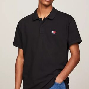 TOMMY HILFIGHER - Polo Uomo Regular Fit con Distintivo Nero