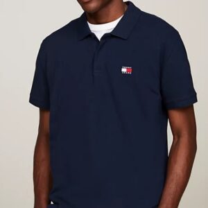 TOMMY HILFIGHER - Polo Uomo Regular Fit con Distintivo Blu Scuro Navy