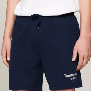 TOMMY HILFIGER - Pantaloncini Sportivi Uomo Relaxed Fit con Logo Grafico Blu Scuro