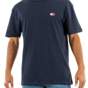 TOMMY HILFIGHER - T-Shirt Uomo con Distintivo Blu Scuro