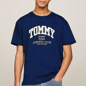 TOMMY HILFIGHER - T-Shirt Uomo Varsity con Logo Blu Navy