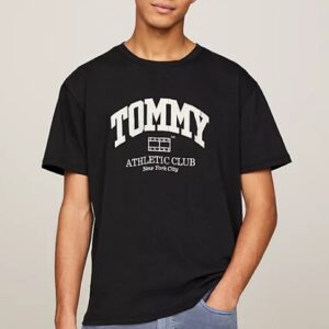 TOMMY HILFIGHER - T-Shirt Uomo Varsity con Logo Nero