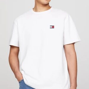 TOMMY HILFIGHER - T-Shirt Uomo con Distintivo Bianco