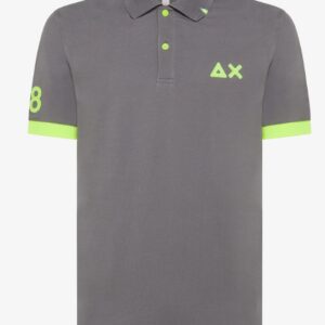 SUN68 - Polo Uomo Logo Fluo S/S Inchiostro Grigio
