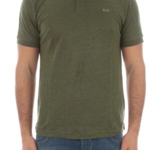 SUN68 - Polo Uomo Linen Solid S/S Verde Scuro