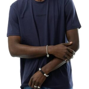 BIKKEMBERGS - T-Shirt Uomo Ricamata logo Centrale Blu