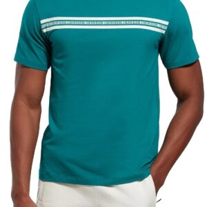 BIKKEMBERGS - T-Shirt Uomo Girocollo con Banda Logata Acqua