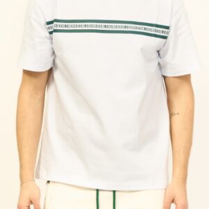 BIKKEMBERGS - T-Shirt Uomo Girocollo con Banda Logata Bianco