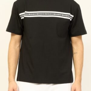 BIKKEMBERGS - T-Shirt Uomo Girocollo con Banda Logata Nero