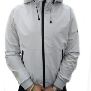 OVER/D - Giubbotto Uomo Modello Bomber con Cappuccio Bianco