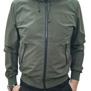OVER/D - Giubbotto Uomo Modello Bomber con Cappuccio Verde