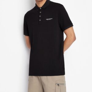 ARMANI EXCHANGE - Polo Uomo in Cotone con Scritta Logo Nero