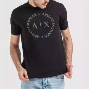 ARMANI EXCHANGE - T-Shirt Uomo Regular Fit in Jersey Nero/Ardesia Scura
