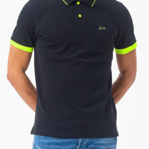 SUN68 - Polo Uomo Small Stripe Fluo S/S Blu Navy