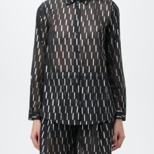 ARMANI EXCHANGE - Camicia Donna in Chiffon Jacquard con Dettagli Metal Gold Nero