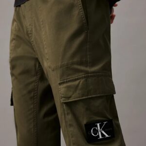 CALVIN KLEIN - Pantaloni Uomo Cargo Lavato Skinny Verde Oliva