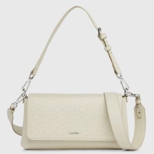 CALVIN KLEIN - Borsa da Spalla Donna con Logo Stoney Beige Epi Mono