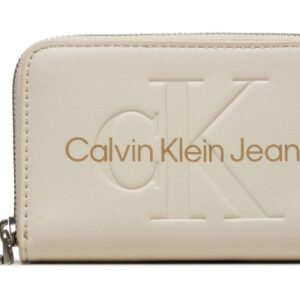 CALVIN KLEIN - Portafoglio Donna con Zip Integrale RFID Beige