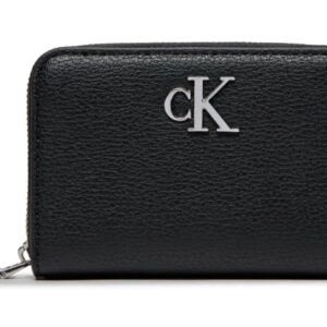 CALVIN KLEIN - Portafoglio Donna con Zip Integrale RFID e Scomparto sul Retro Nero