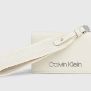 CALVIN KLEIN - Portafoglio Donna con Zip Integrale e Borsellino Portamonete da Polso RFID Beige
