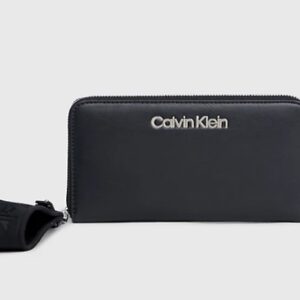 CALVIN KLEIN - Portafoglio Donna con Zip Integrale e Borsellino Portamonete da Polso RFID Nero