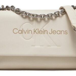 CALVIN KLEIN JEANS - Borsa Donna Sculpted Ew Flap Wichain25 Mono Ecrù