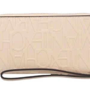 ARMANI EXCHANGE - Portafoglio Donna con Zip e Scritta Logo Impressa All-Over Beige