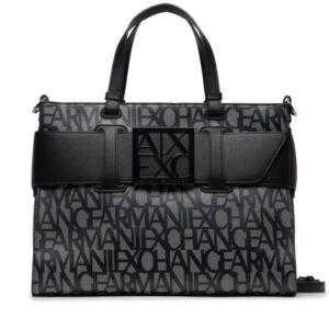 ARMANI EXCHANGE - Borsa Donna Tote Media con Dettaglio a Contrasto Nero/Beige