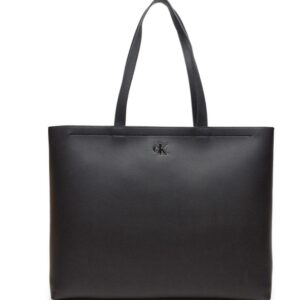CALVIN KLEIN JEANS - Borsa Donna Minimal Monogram Slim Tote34 Nero/Shiny Gunmetal
