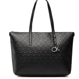 CALVIN KLEIN JEANS - Borsa Donna Ck Must Shopper Mid Embossed Mono Nero