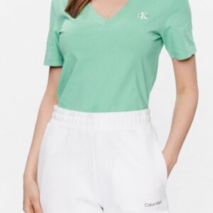CALVIN KLEIN JEANS - T-Shirt Donna Slim Fit Scollo a V Verde