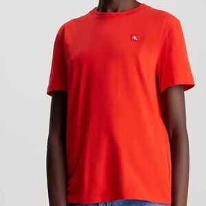 CALVIN KLEIN JEANS - T-Shirt Donna in Cotone con Stemma Rosso