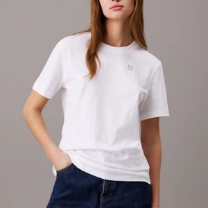 CALVIN KLEIN JEANS - T-Shirt Donna in Cotone con Stemma Bianco