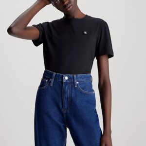 CALVIN KLEIN JEANS - T-Shirt Donna in Cotone con Stemma Nero