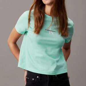 CALVIN KLEIN JEANS - T-Shirt Donna Corta Monogram Blue Tint