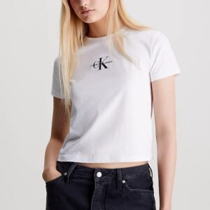 CALVIN KLEIN JEANS - T-Shirt Donna Corta Monogram Bianco