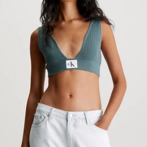 CALVIN KLEIN JEANS - Top Donna a Brassière in Maglia di Cotone Goblin Blue
