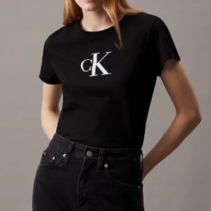 CALVIN KLEIN JEANS - T-Shirt Donna con Monogramma Slim Nero