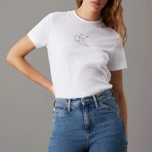 CALVIN KLEIN JEANS - T-Shirt Donna con Monogramma CK Bianco
