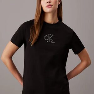 CALVIN KLEIN JEANS - T-Shirt Donna con Monogramma CK Nero